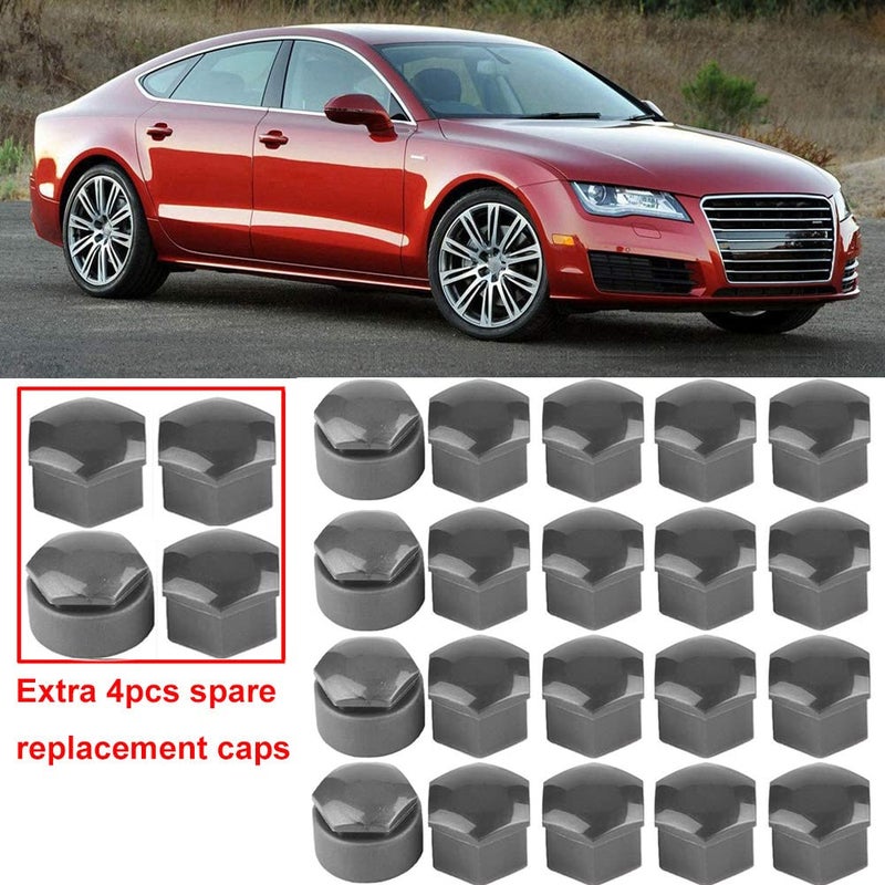 Gebildet 24pcs Wheel Nut Cap 17mm(5pcs Anti-Theft Bolt Cap+19pcs Normal Bolt Cap) Hexagonal Tire Nut Covers with Removal Tool Set for Cars(Grey) - Image 2